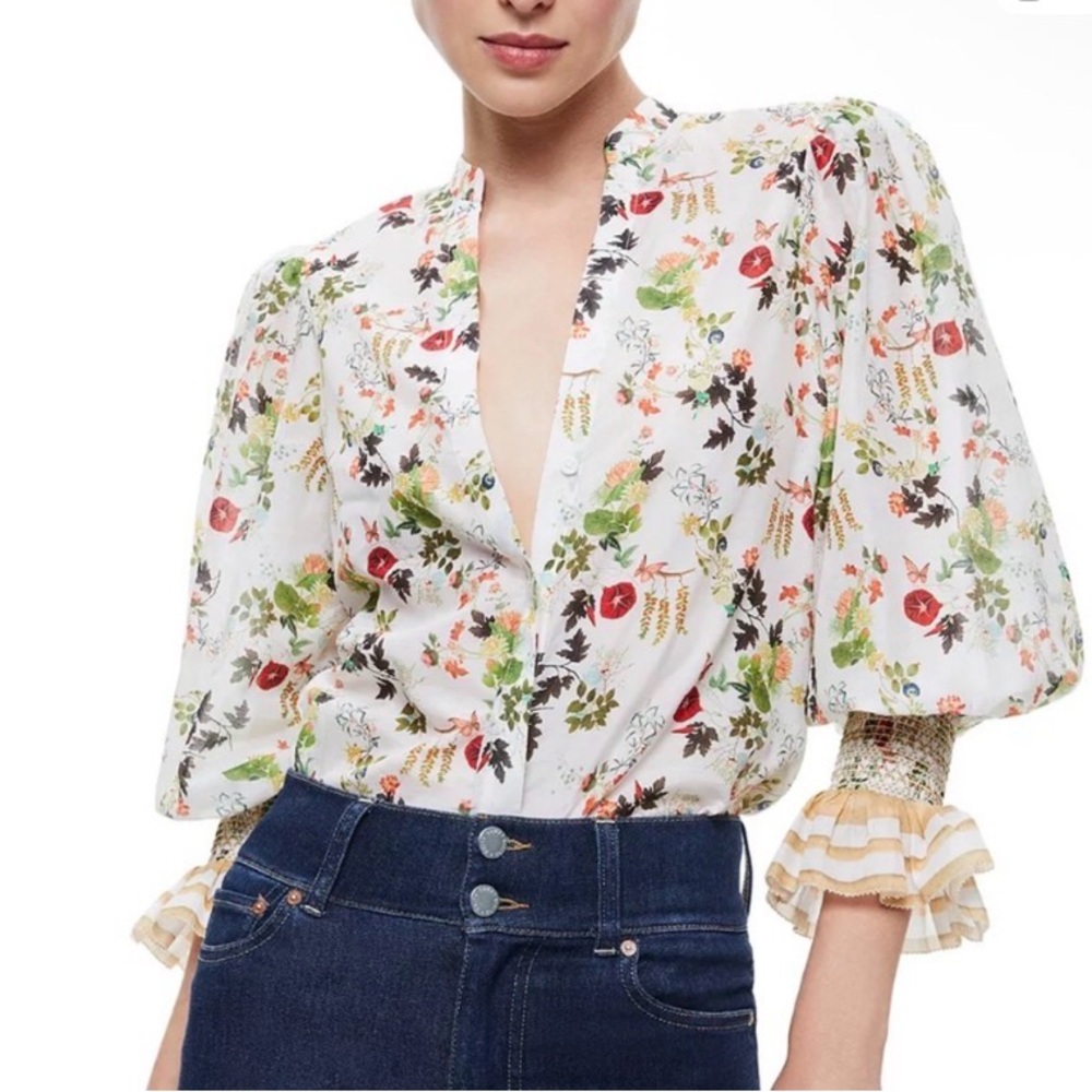 Alice + Olivia Ilan Button Front Blouse NWT